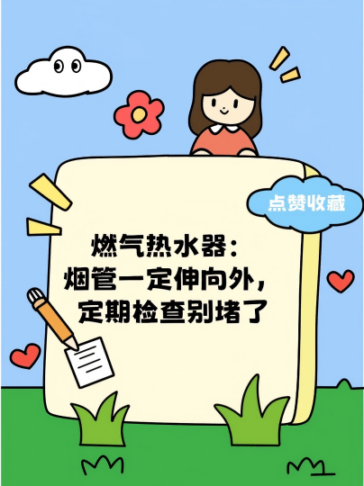 燃气热水器：烟管一定伸向外，定期检查别堵了